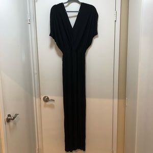 Black v neck maxi dress, no sleeve/cap sleeve